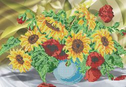КБ-059 Схема для вышивания бисером ТМ Наследие "Подсолнухи и маки"