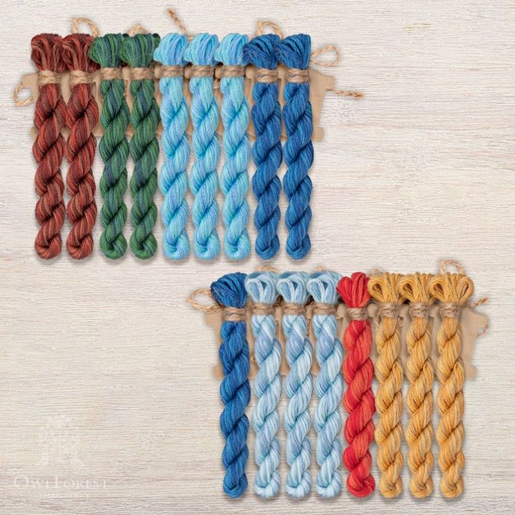 Набор ниток OwlForest для схемы «Летучий корабль. Ночь» (DMC) 28 каунт в 3 нити НМул-ЛКН157-3283