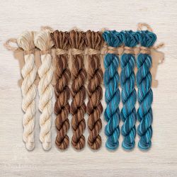 НМул-ИМБ164-3322-3 Набор ниток OwlForest для схем «Индейские мотивы» (DMC) 3 цвета «Белки» 32 каунт в 2 нити