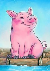 Ag 2293 Алмазная мозаика Гранни "Свинка путешественница"