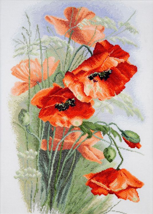 06.002.01 Набор для вышивания Марья Искусница "Красные маки" по картине Катарины Кляйн