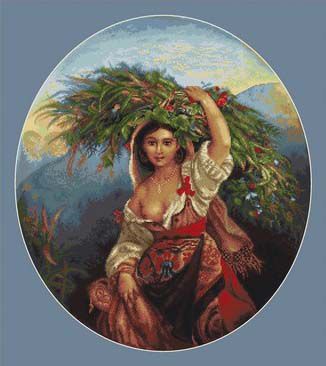 Набор для вышивания в технике гобелен LUCA-S "Итальянка с цветами" G466