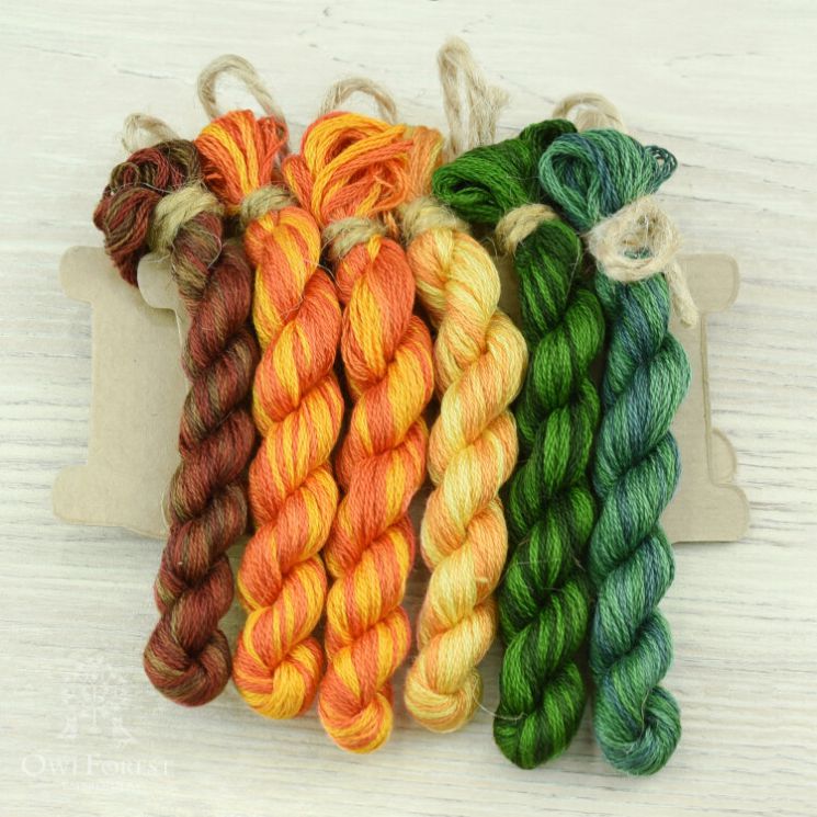 НМул-Мн-3322 Набор ниток OwlForest для схемы «Мандариновая гирлянда» (DMC) с одной пасмой цвета 3611