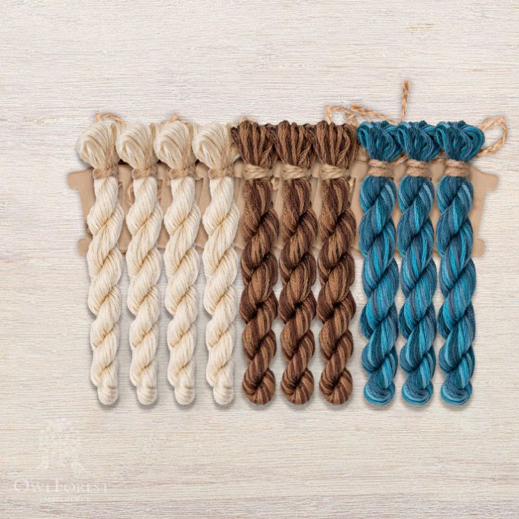  Набор ниток OwlForest для схем «Индейские мотивы» (DMC) 3 цвета «Гекконы» 32 каунт в 2 нити НМул-ИМГ172-3322-3