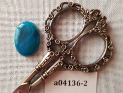 а04136-2 Магнит для игл (Кабошон из агата тонированного синий, 18*25*9мм)