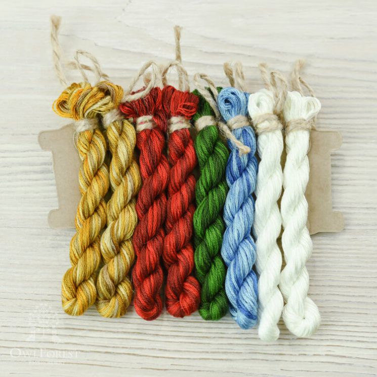 НМул-НГкф-3401 Базовый комплект ниток для схемы «Новогодние флажки» 40 каунт в 1 нить