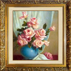 F-315 Алмазная мозаика МИЛАТО "Розы в синей вазе"