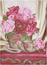 КБ-367 Схема для вышивания бисером ТМ Наследие "Нежные пионы"