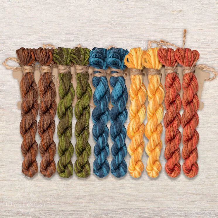 Набор ниток OwlForest для схем «Индейские мотивы» (DMC) 5 цветов «Ящерицы» 28 каунт в 2 нити НМул-ИМЯ171-3282-5 