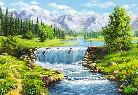 Ag 2317 Алмазная мозаика Гранни "Весенние воды"