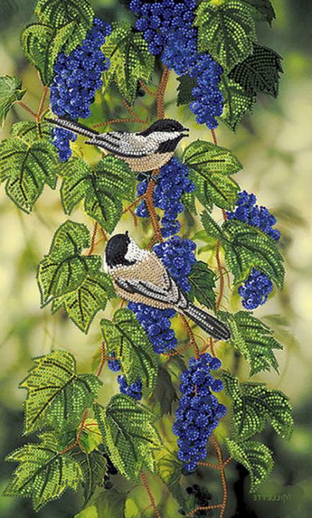 НКБ-242 Набор для вышивания бисером ТМ Наследие "Птички на винограде"