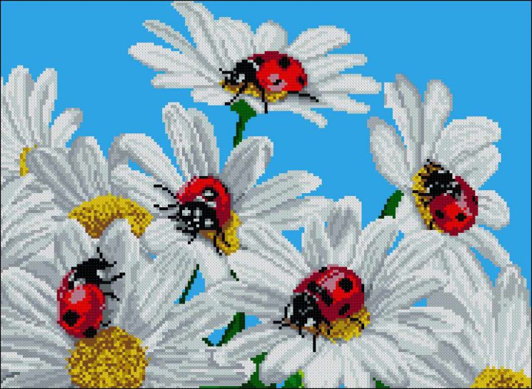 Набор для вышивания крестом ГЕЛИОС "Божьи коровки" АА-023