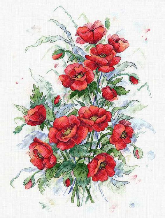 А-037 Набор для вышивания Aquarelle "Пламенные цветы"