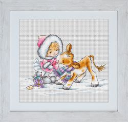 B1058 Набор для вышивания Luca-S "Девочка с телёнком"