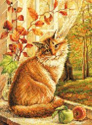 БСА3-132 Алмазная мозаика ТМ Наследие "Кошка у окошка"