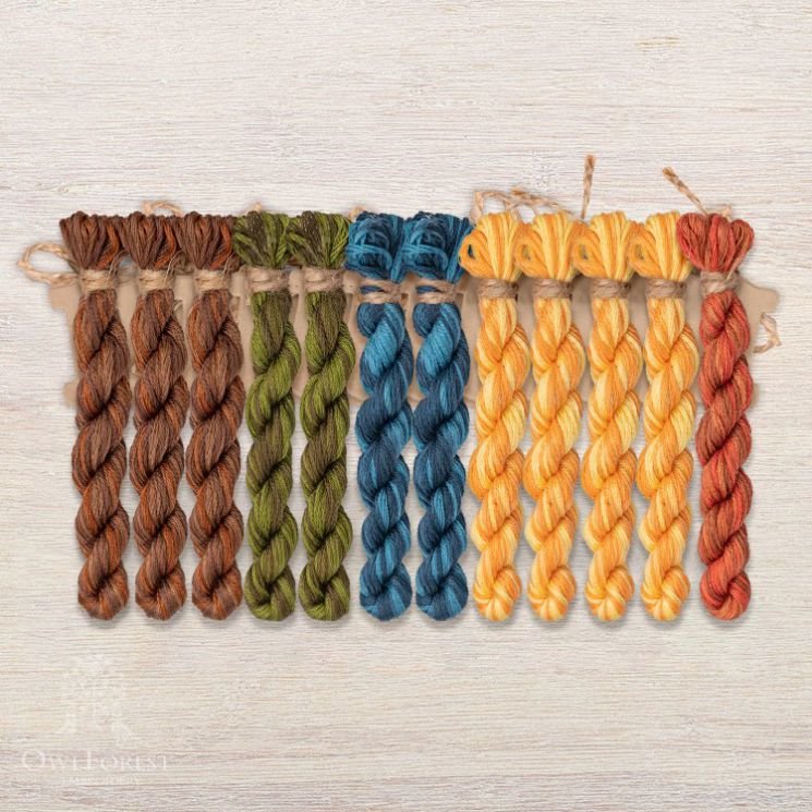 Набор ниток OwlForest для схем «Индейские мотивы» (DMC) 5 цветов «Ламы» 28 каунт в 2 нити НМул-ИМЛ166-3282-5 