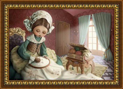 Алмазная мозаика DIY "Вышивальщица" G-144