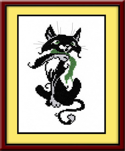 Набор для вышивания крестом ОВЕН "Кот с шарфом" 211