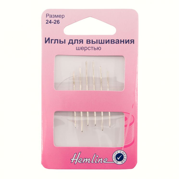 203.2426 Иглы Hemline ручные для вышивания с закругленным кончиком №24-26, 6 шт