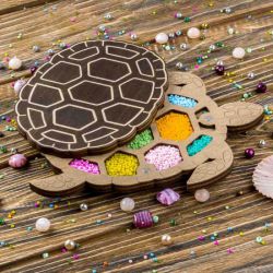 Органайзер для бисера с деревянной крышкой FLZB-118, 19х14см, 11 ячеек