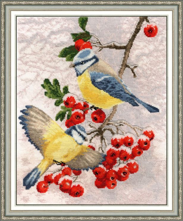 Набор для вышивания крестом ЗОЛОТОЕ РУНО "Синички" РС-017 