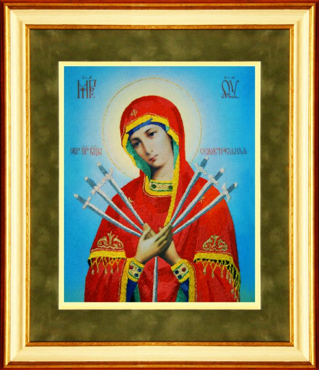 Набор для вышивания гладью РИСУЕМ ИГЛОЙ "Икона Божьей Матери Семистрельная" L-0008