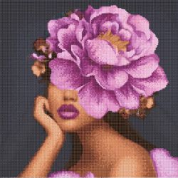 БС40-004 Алмазная вышивка ТМ Наследие "Девушка с цветком 4"