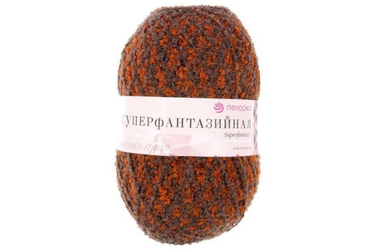 Пряжа ПЕХОРКА Супер фантазийная // 075 // 811М // Рыжий/серый