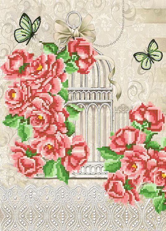 КБ-407 Схема для вышивания бисером ТМ Наследие "Розы в стиле Шебби Шик"