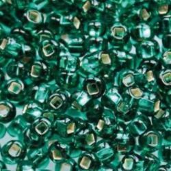 57710 Бисер яркая бирюза прозрачный с серебряным центром (Preciosa))