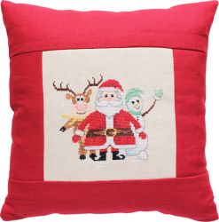 PB116 Набор для вышивания подушки Luca-S "Дед Мороз, олененок и снеговик"