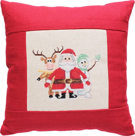 PB116 Набор для вышивания подушки Luca-S "Дед Мороз, олененок и снеговик"