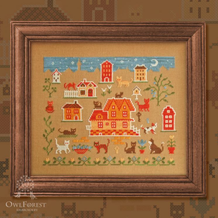 0013-ГК-Н-3Ev Набор для вышивания СОВИНЫЙ ЛЕС  "Город котов"